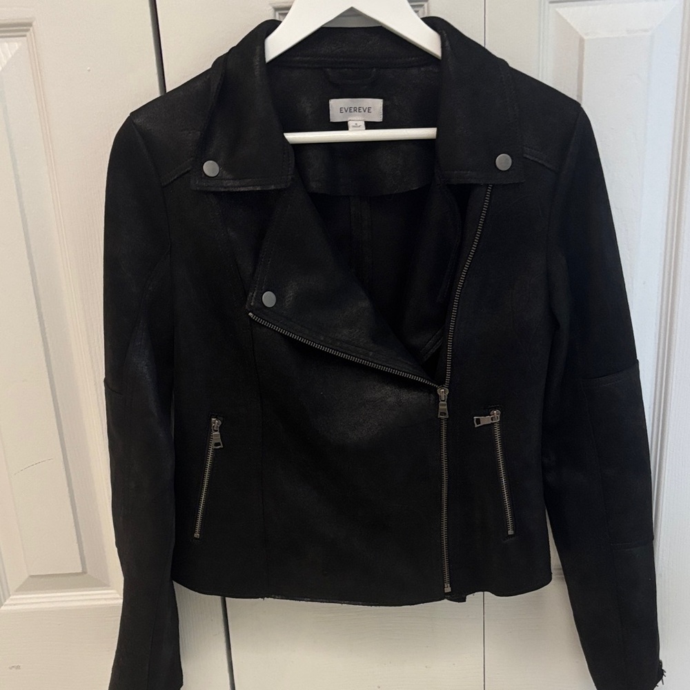 Evereve Black Faux Leather Asymmetrical Moto Jacket